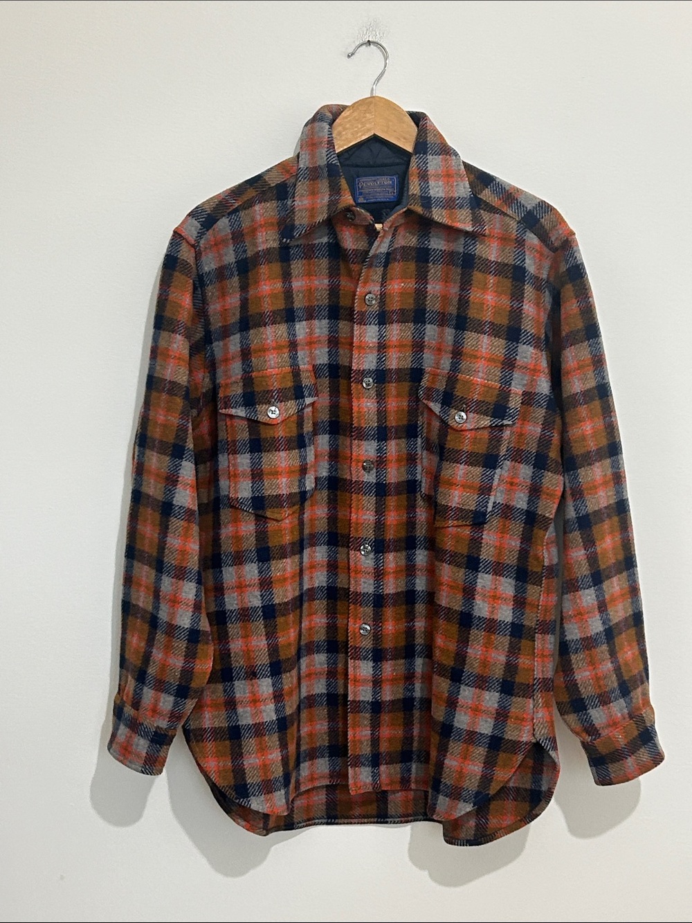 Pendleton Men’s 70’s 80’s Vintage Plaid 100% Wool Shirt Jacket Size Large EUC